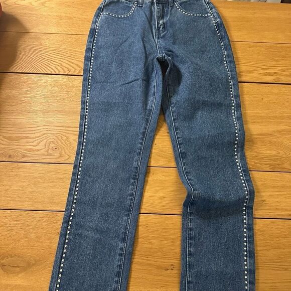 NWT y2k Dolls Kill Bratz rhinestone jeans xs - Picture 9 of 14